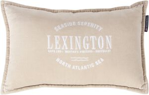 Beige Logo Organic Cotton Velvet 50x30 Pillow