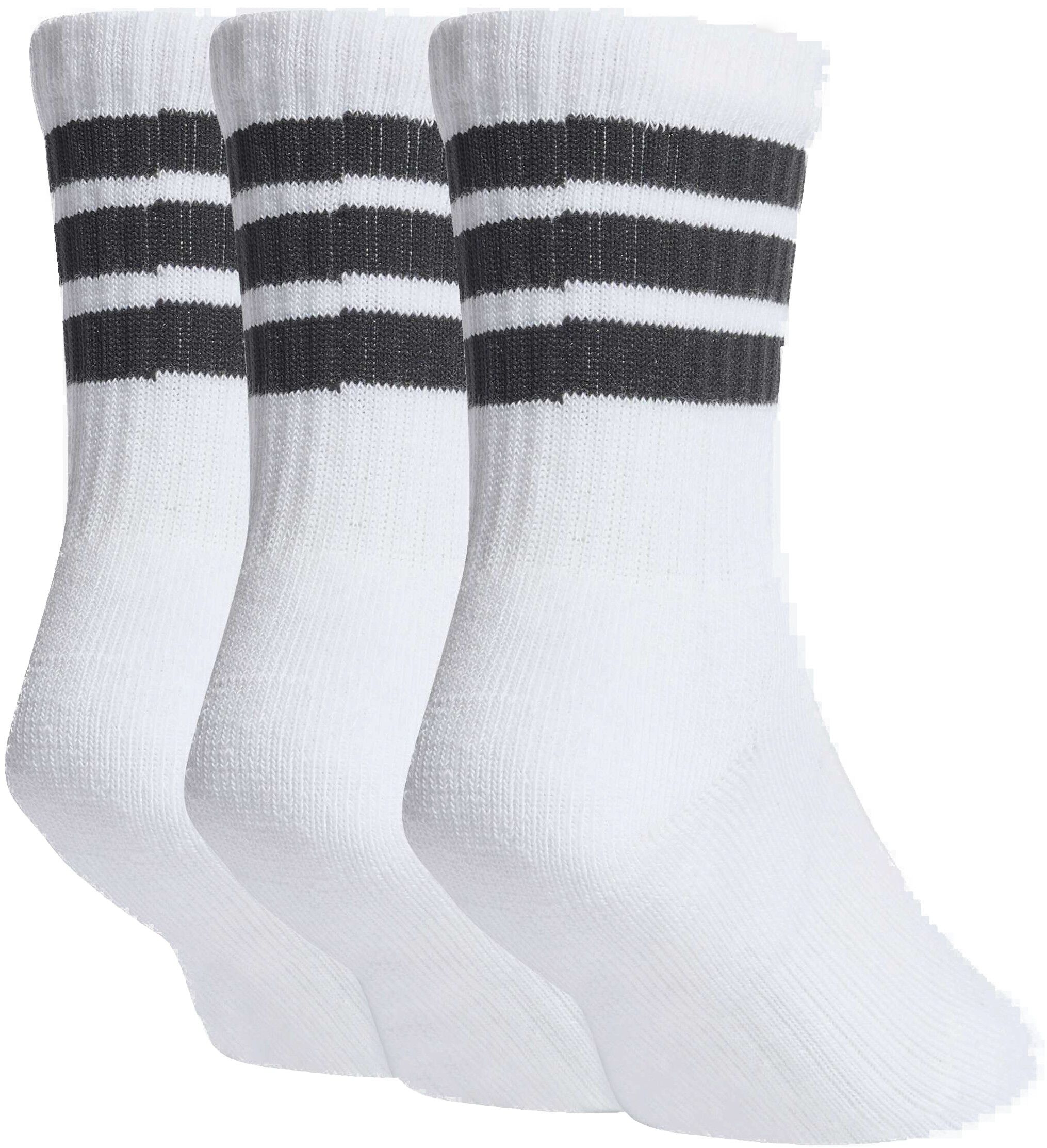 Kids 3-Stripes Cushioned Crew Str&oslash;mper 3 pak