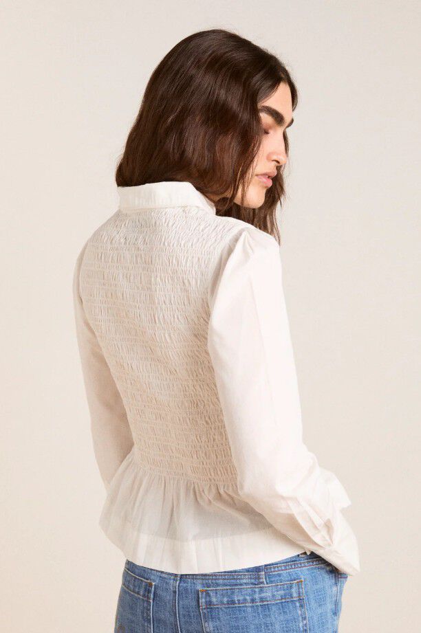 HAZEL SHIRRED SHIRT - WHITE