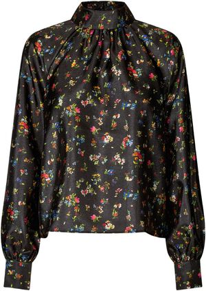 2067 Flat Textured Poly, Gathered Long Sleeve Top