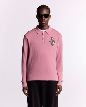 Deco Patch Long Sleeve Knitted Polo