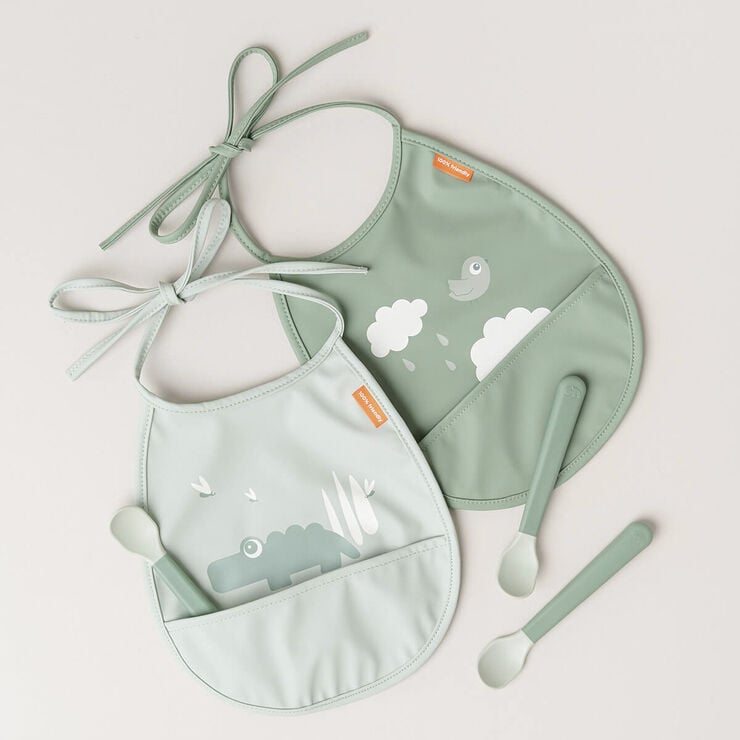 Foodie easy-grip babyske 3-pak Grøn