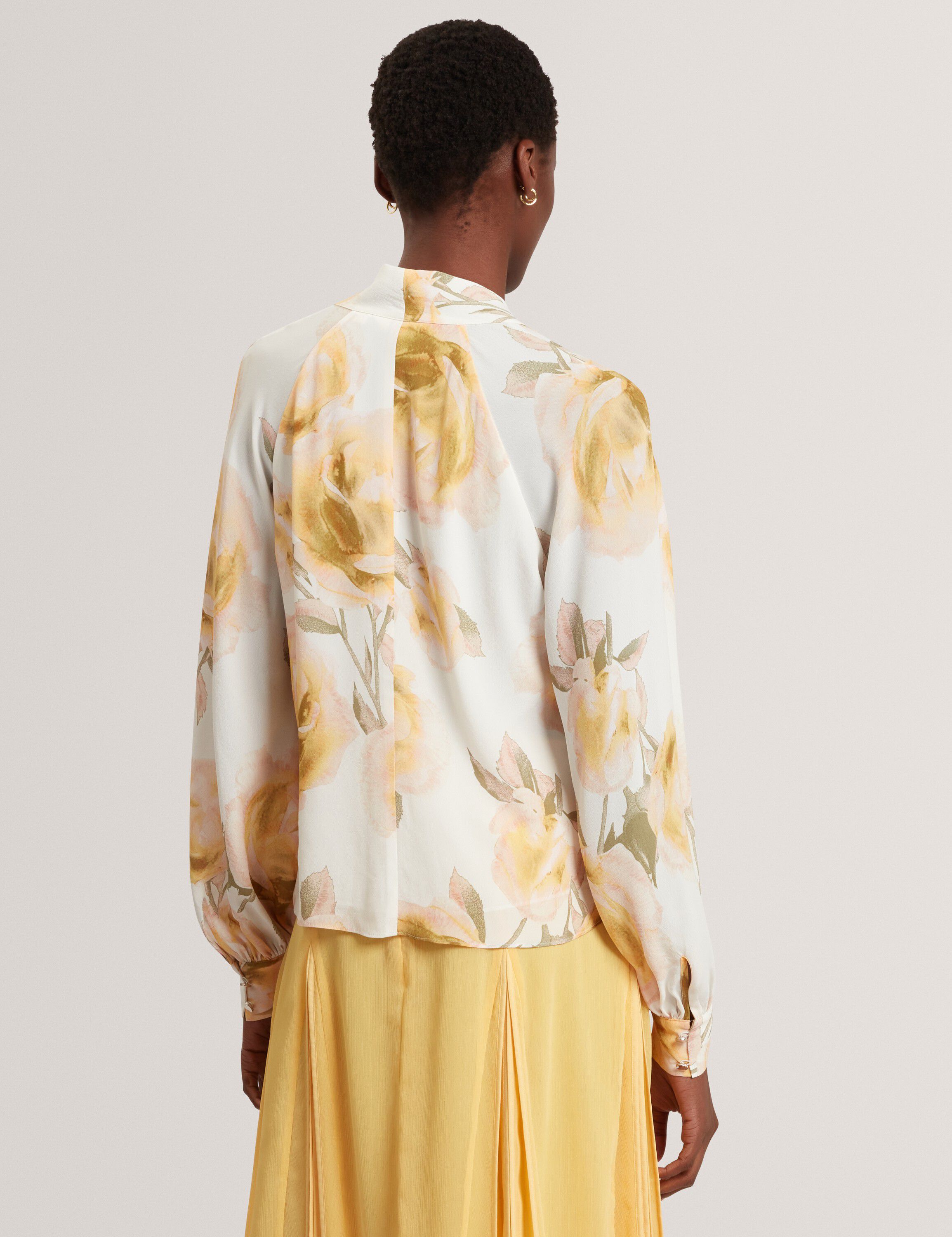 RANDIA Printed Tie Neck Long Sleeve