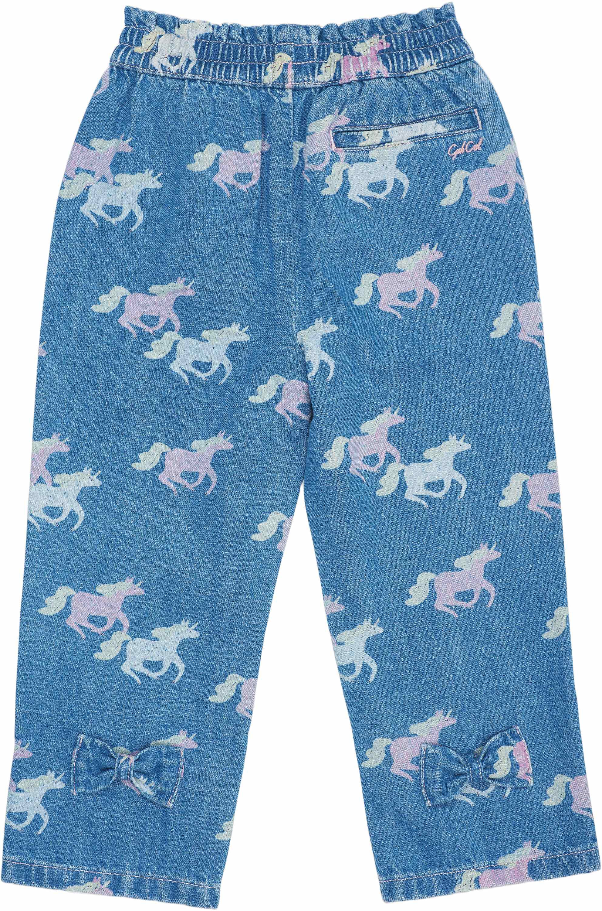 ORGANIC PANTS W. FRILL WAIST & UNICORN PRINT