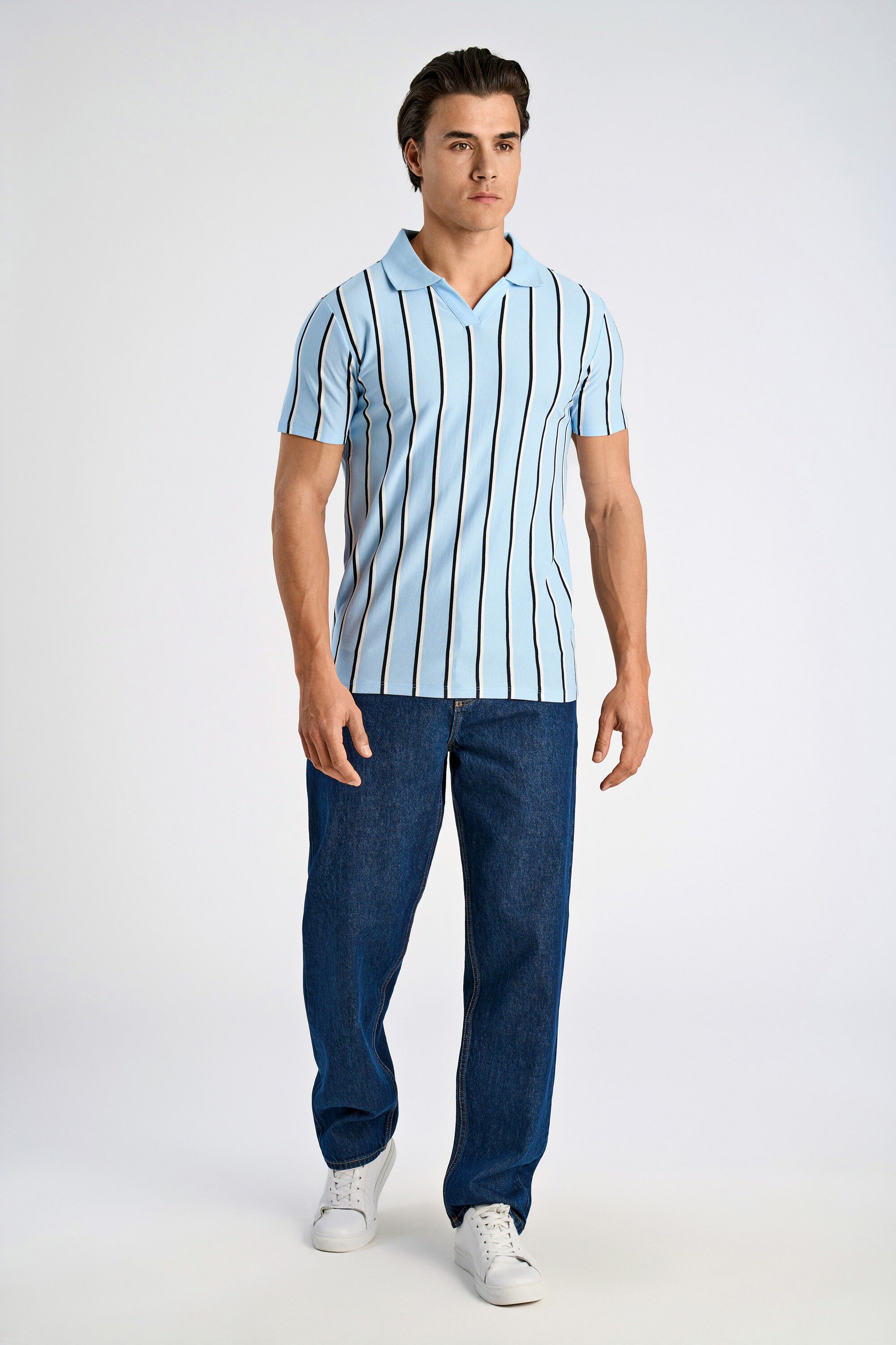 Striped piqu&eacute; polo shirt S/S