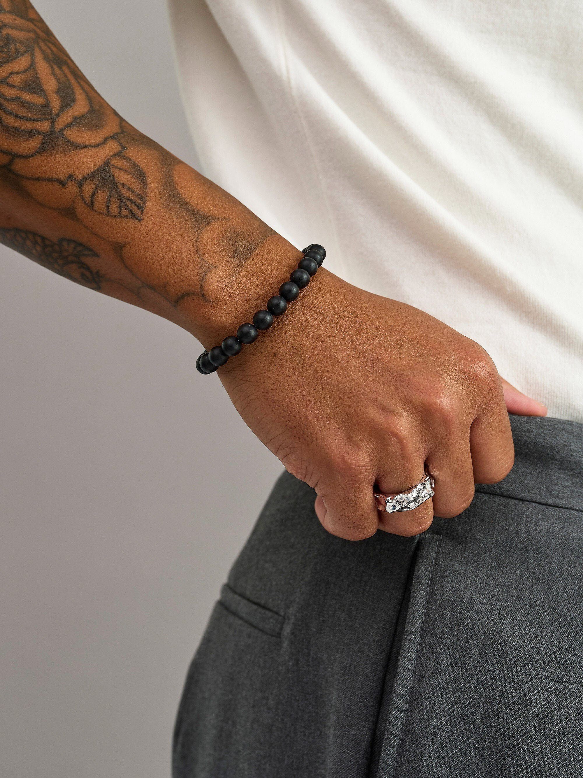 Black Onyx Healing Bracelet with Silver Lock