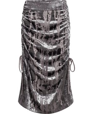 Drawstring Skirt Silver Devoré-36