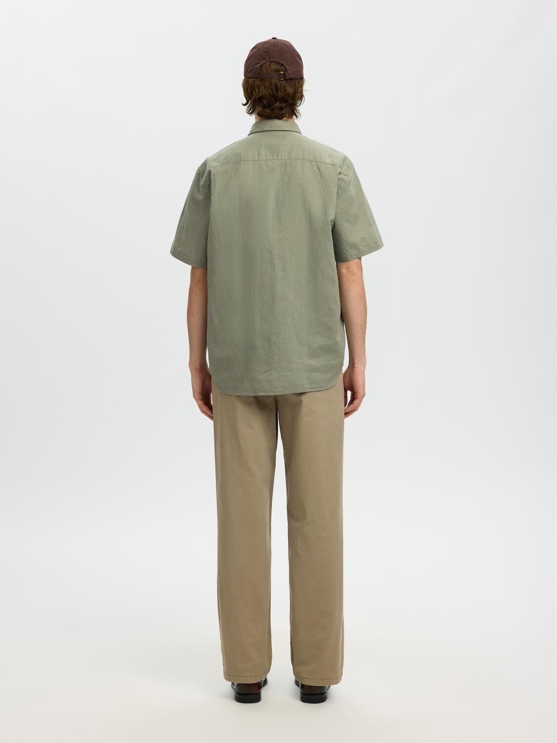 SLHREGCLAY LINENBLEND SS SHIRT CLA