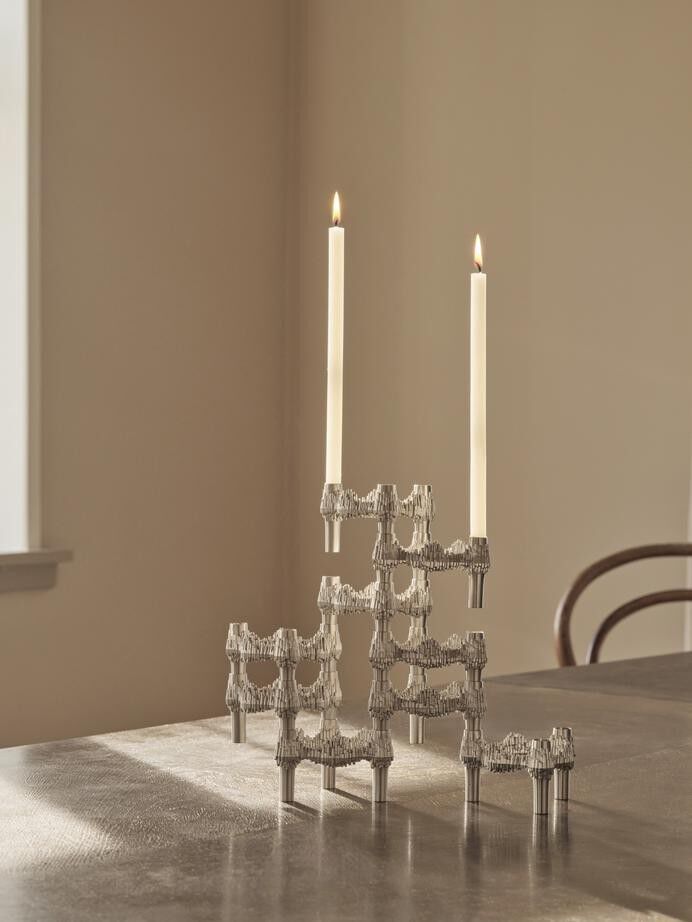 Quist candle holder set with 3 pcs - brushed chrome
