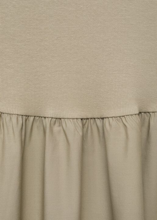 Flared dress in combined fabric
