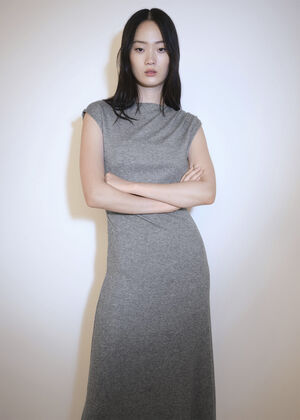 Structured shoulder midi dress