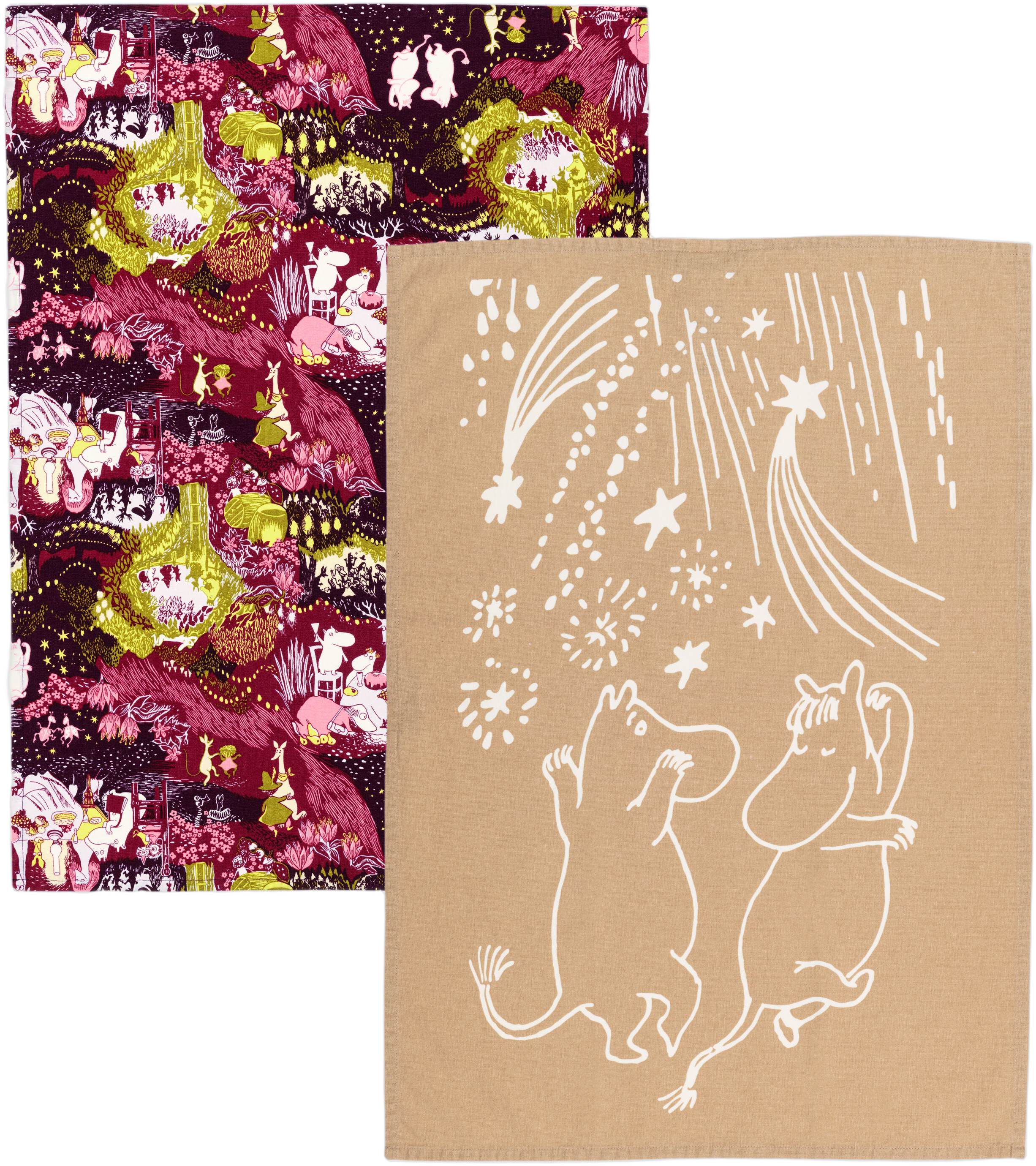 Moomin Arabia 50x70cm viskestykke s&aelig;t Festlige &Oslash;jeblikke GOTS