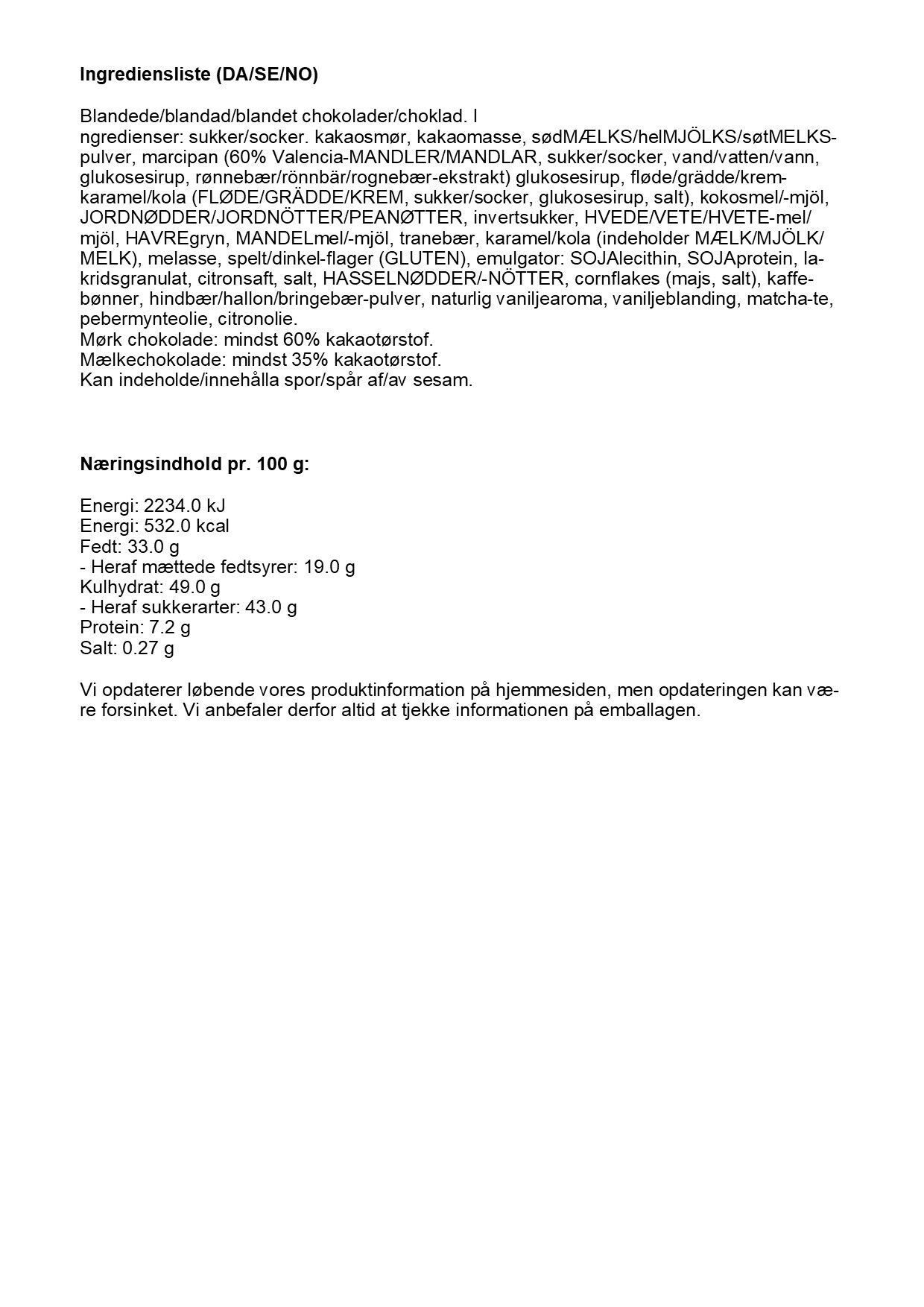 Simply&reg; MERRY CHOCOLATE chokolade&aelig;ske (500g)