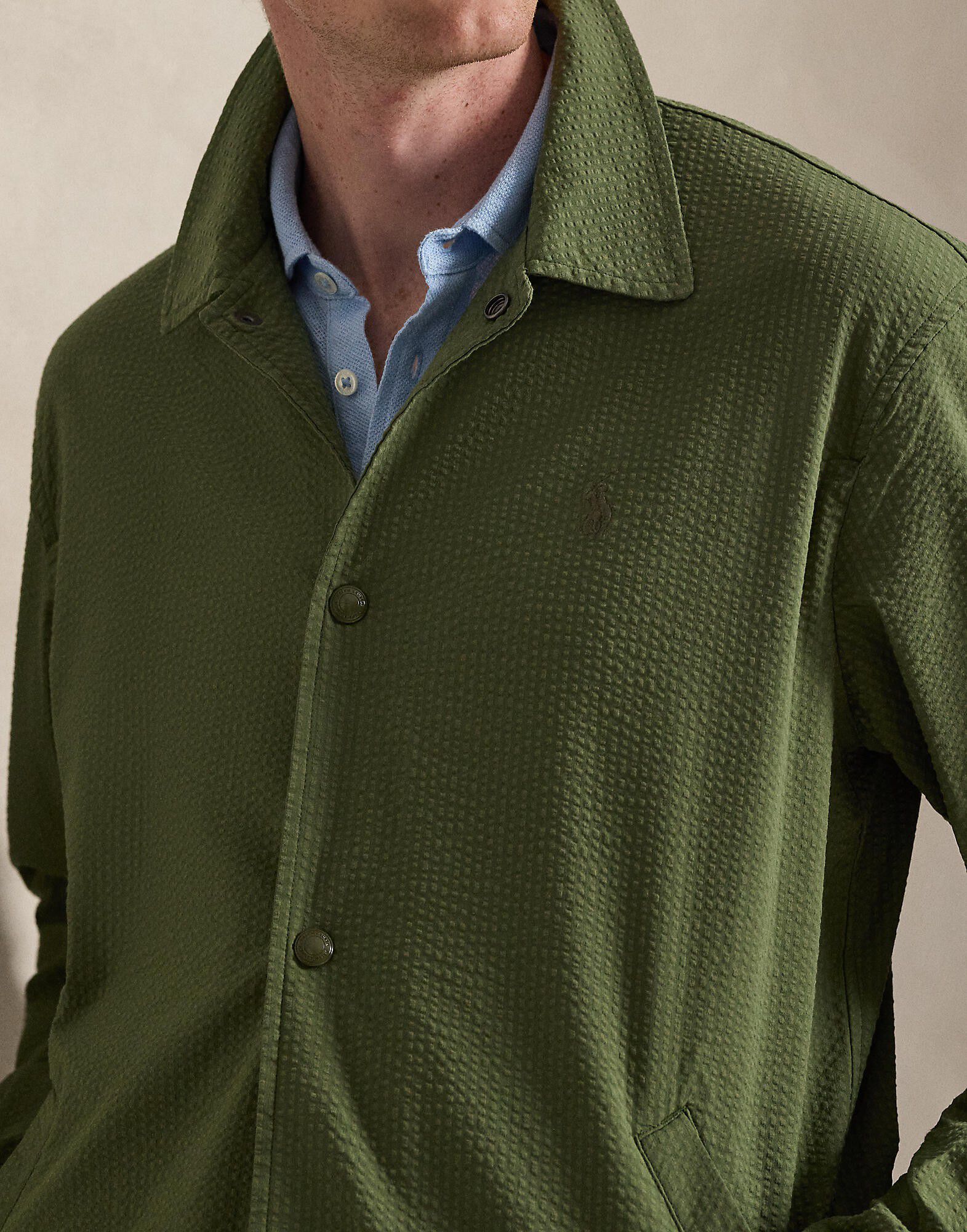 Striped Seersucker Coach&rsquo;s Jacket