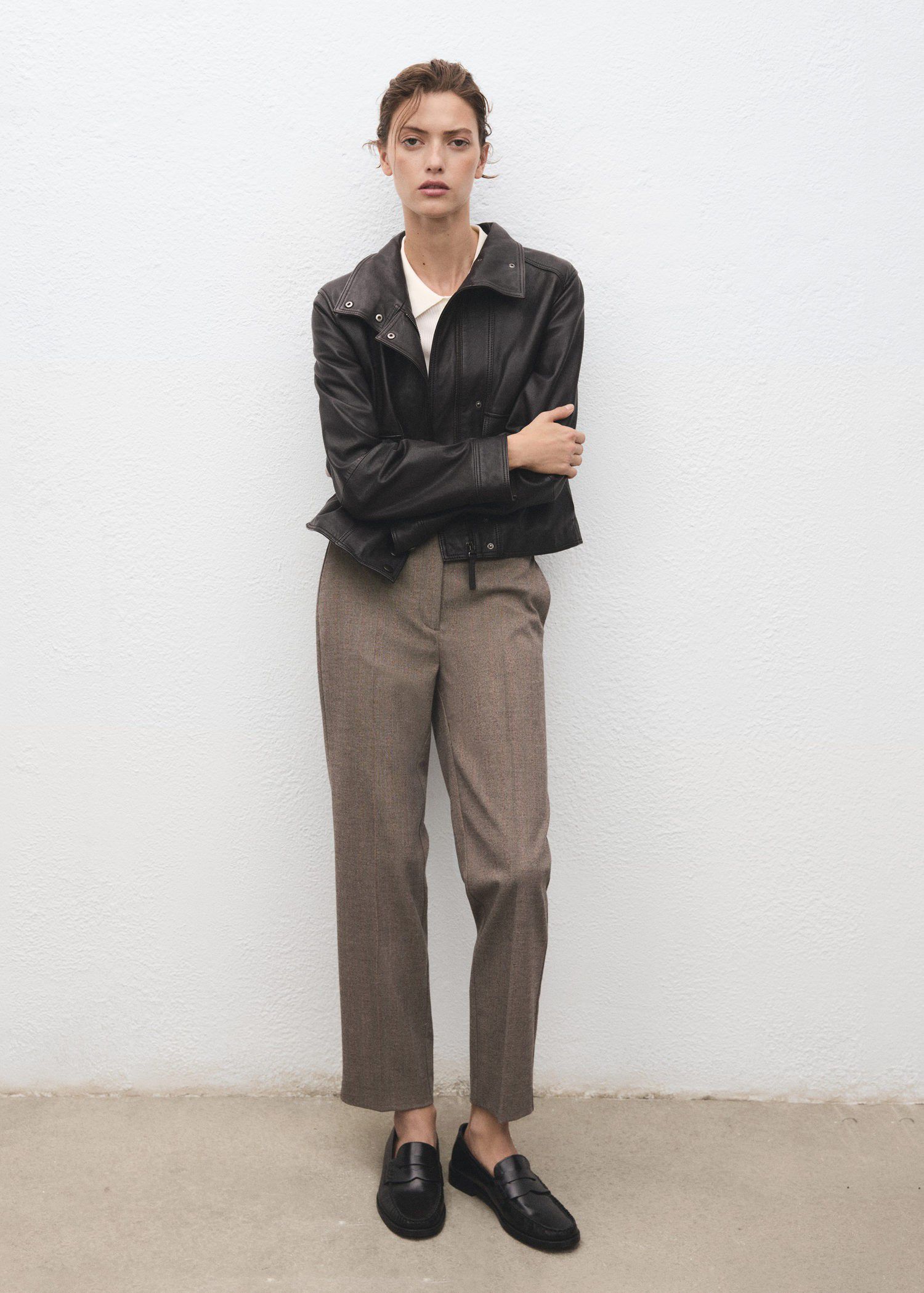 Slim cropped pinstripe trousers