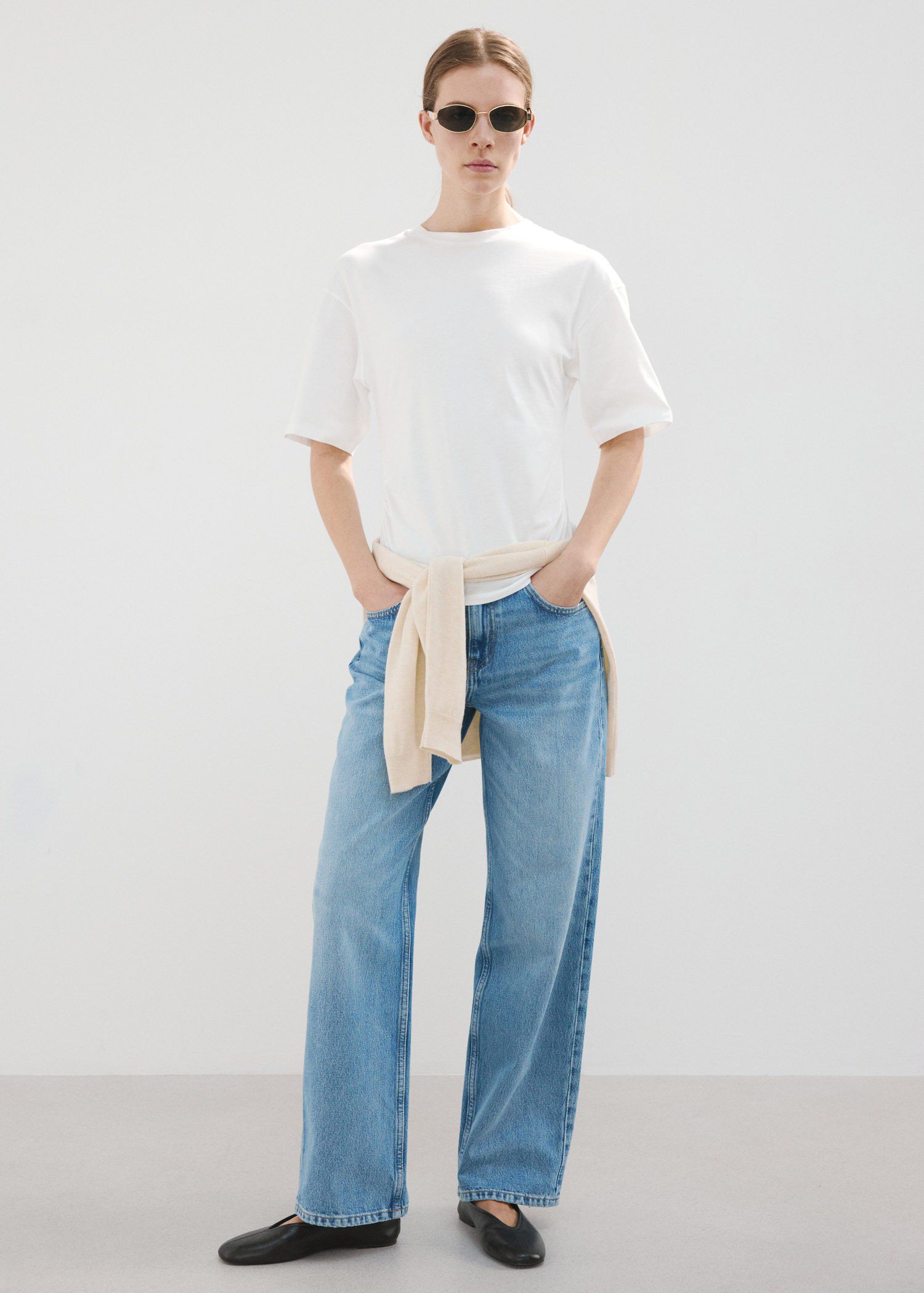 Cotton t-shirt with pucker detail