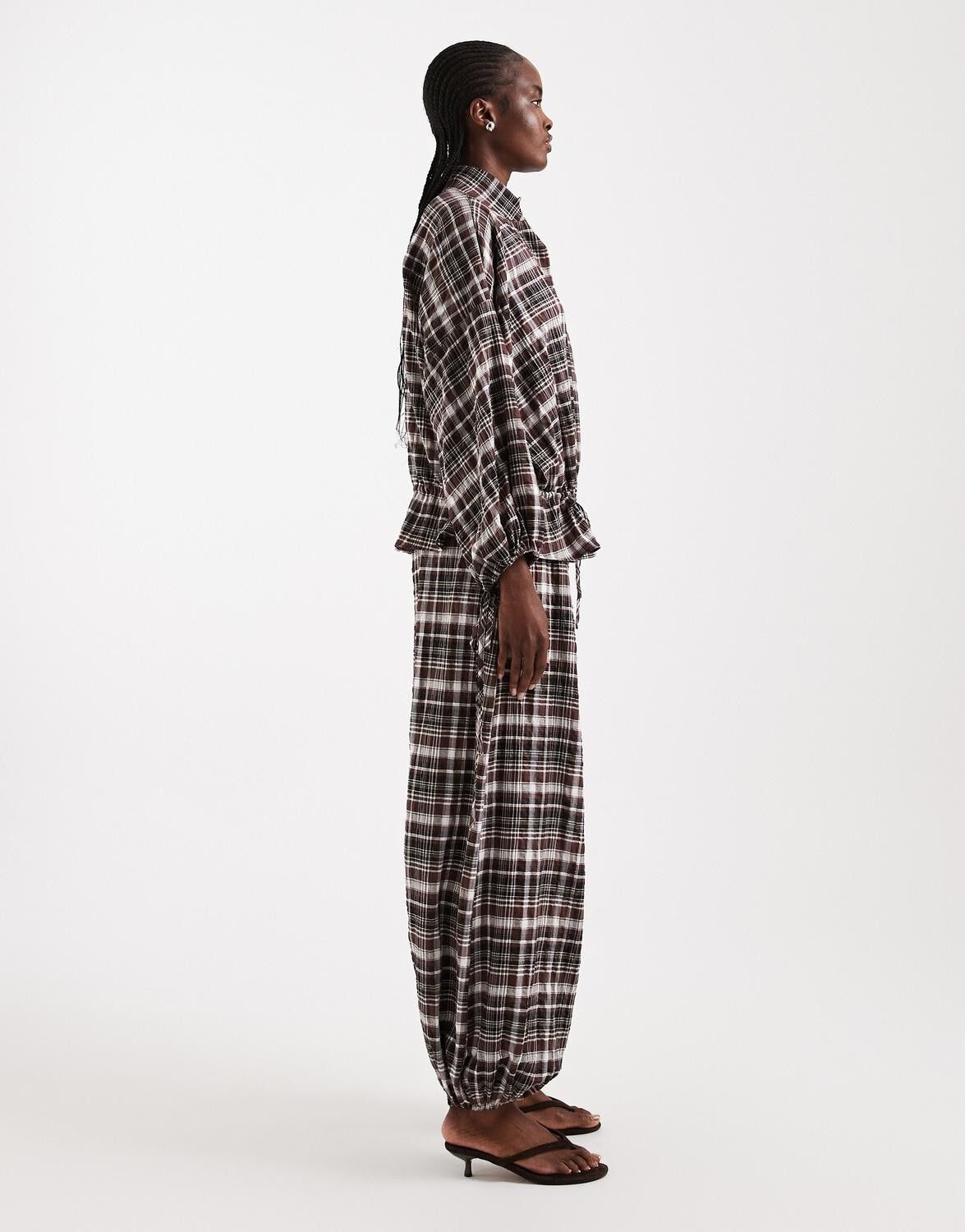 TSAIO FLANNEL CHECK BALLOON LEG TRO