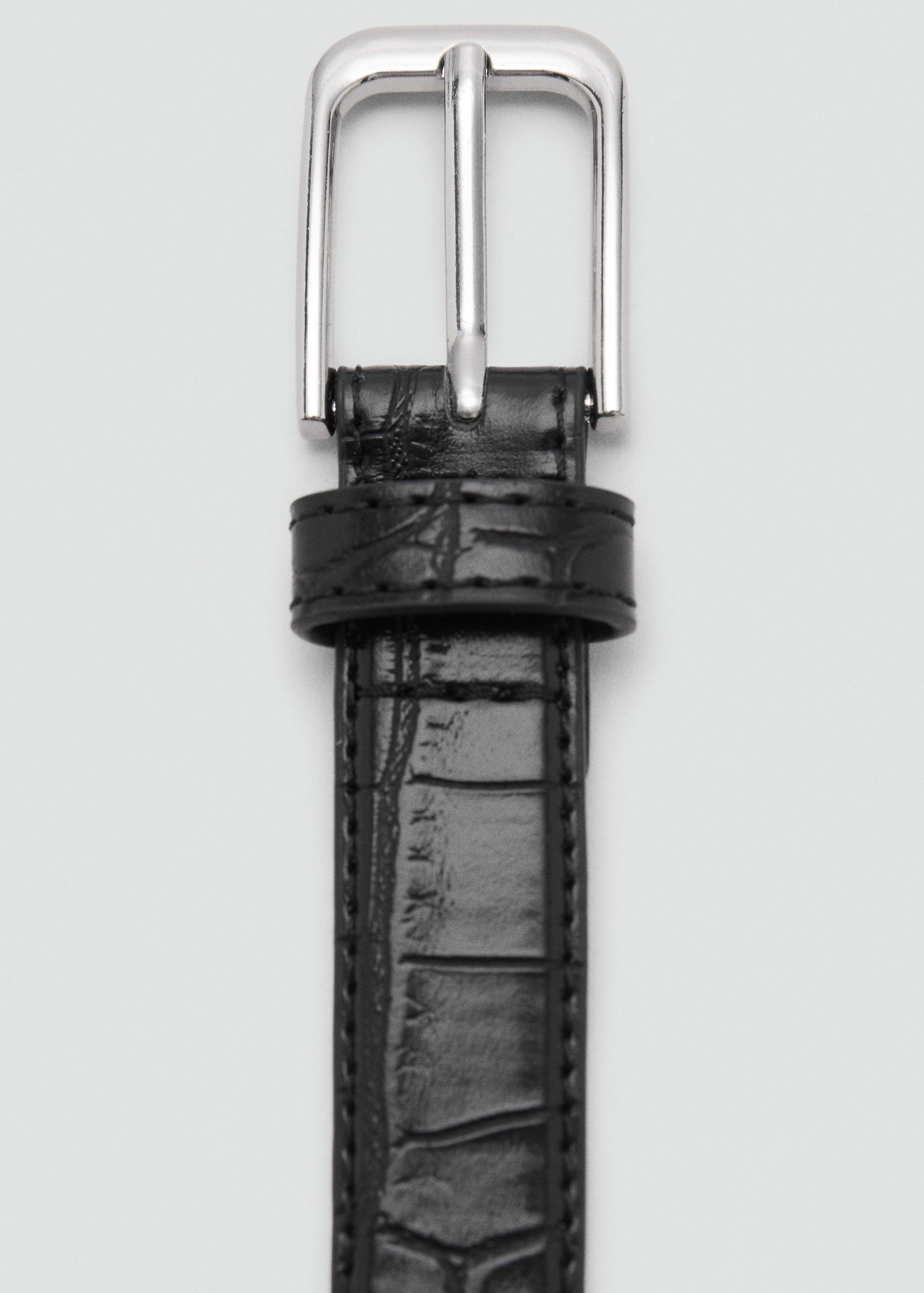 Fine croco leather-effect belt
