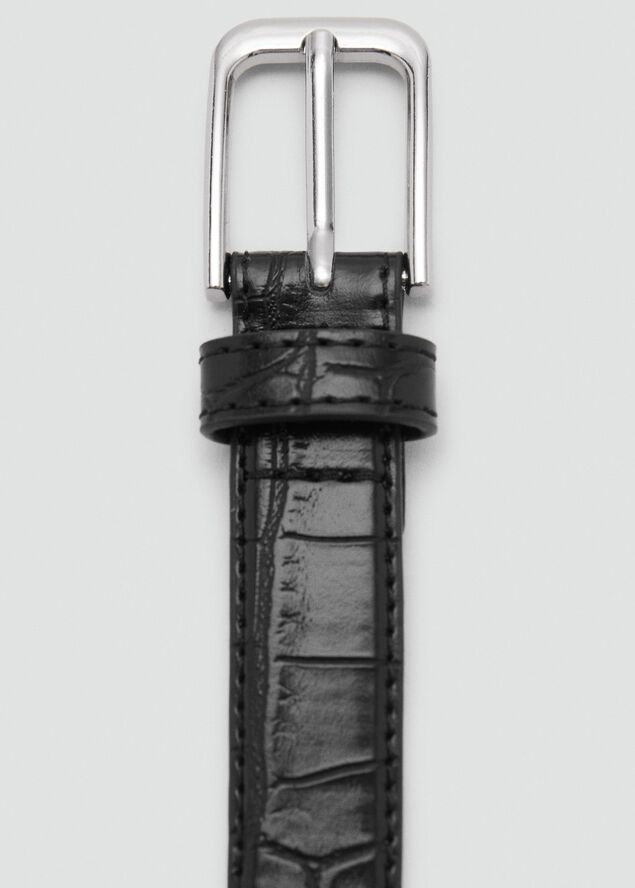 Fine croco leather-effect belt