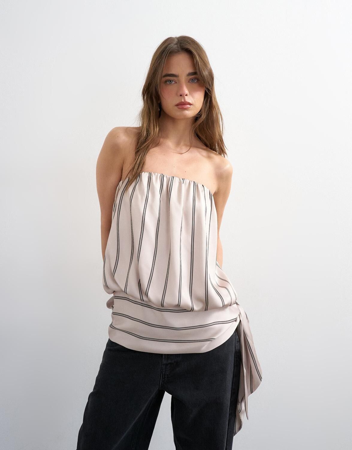 TSNICOLE BANDEAU BUBBLE STRIPE TOP