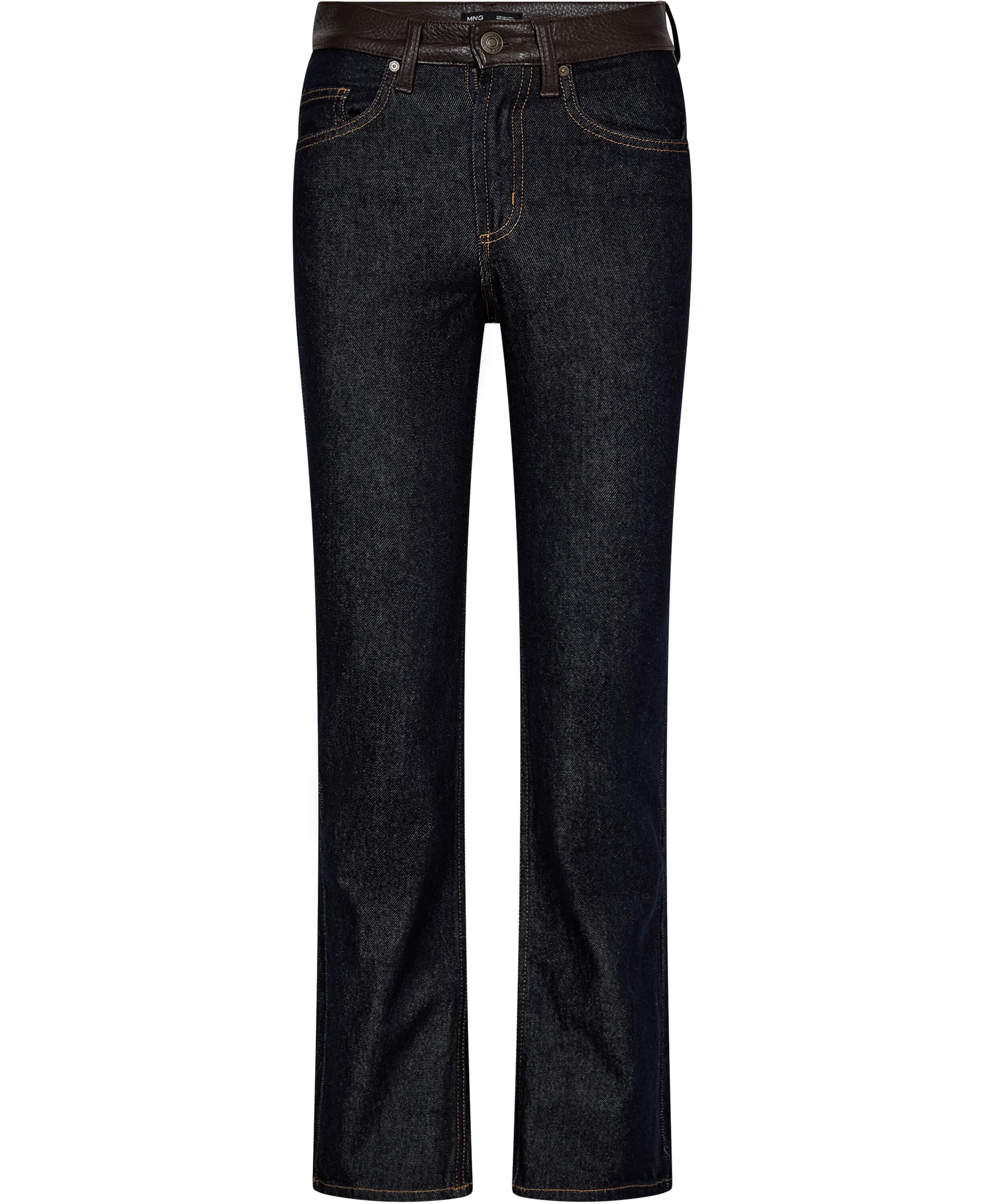 Flared jeans with faux leather deta