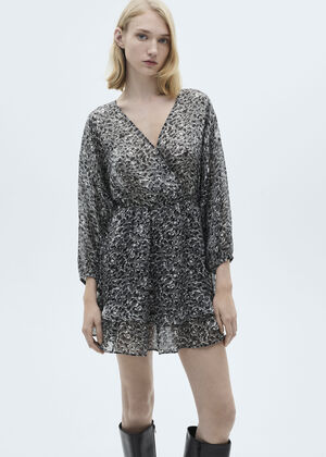 Animal-print ruffled dress