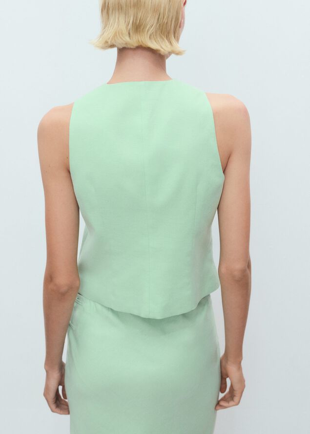 Linen blend suit vest