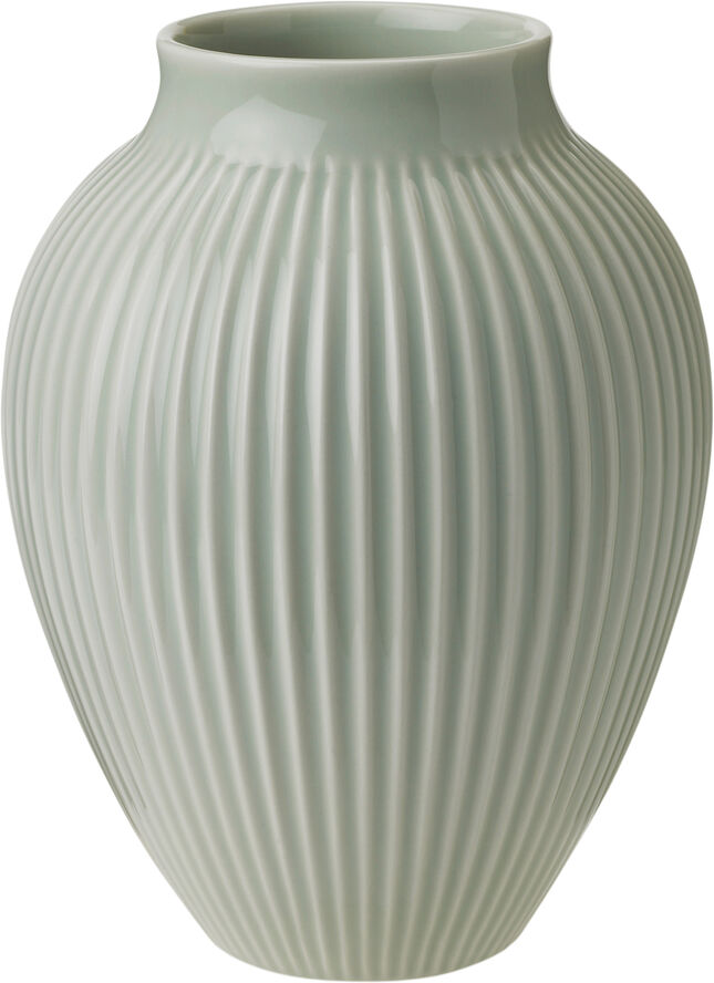 Knabstrup, vase, riller mintgrøn, 20 cm