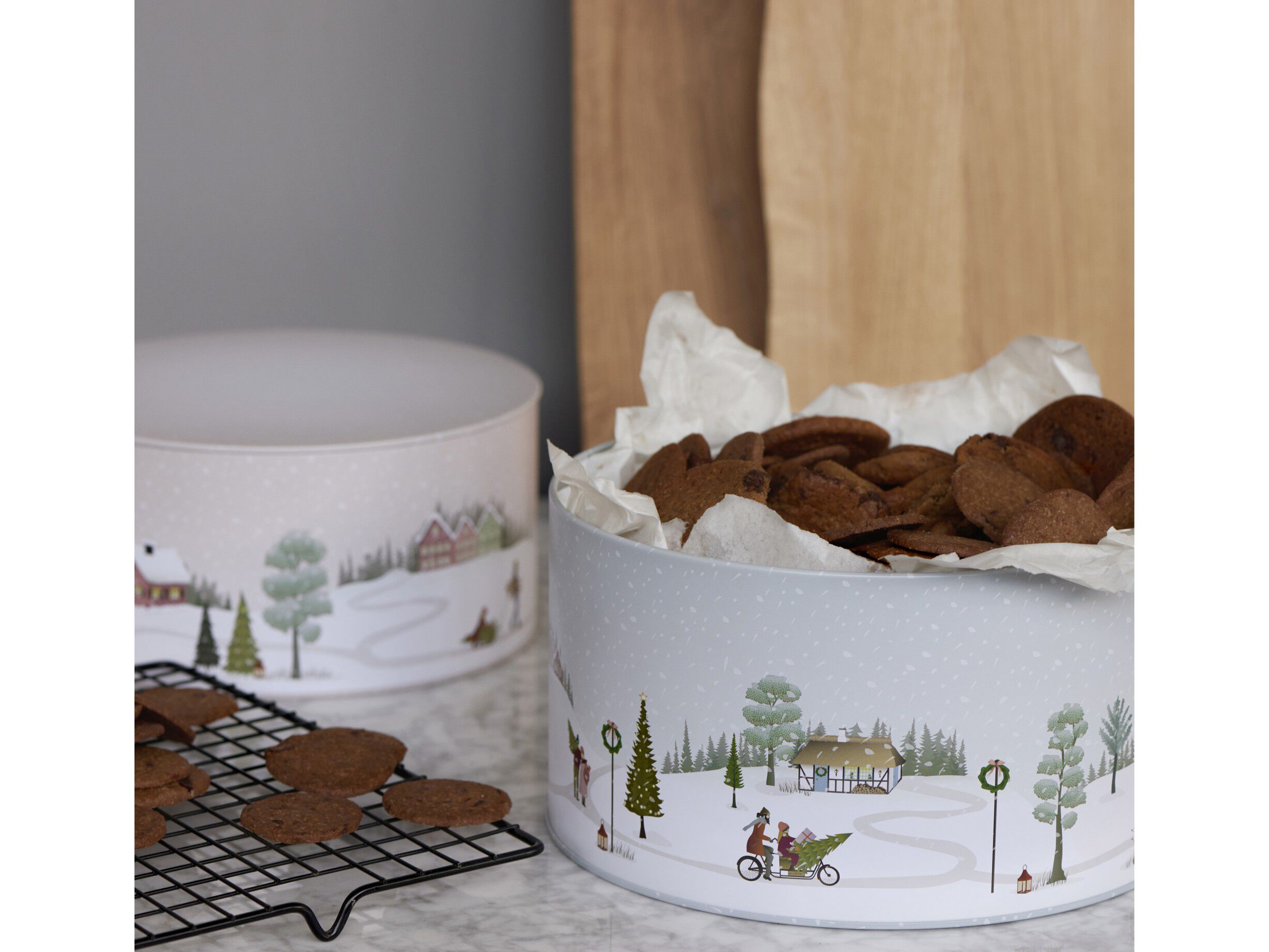 Kaged&aring;ses&aelig;t Vinter 22x12/20x10 cm Arctic Ice/Woodrose Metal