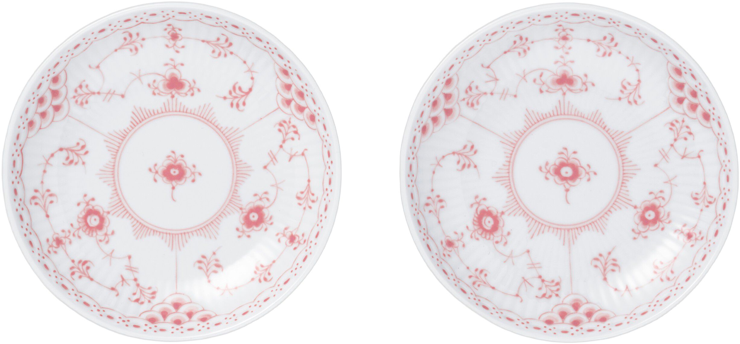 Koral Musselmalet Halvblonde lav sk&aring;l, 13 cm, 2 stk.