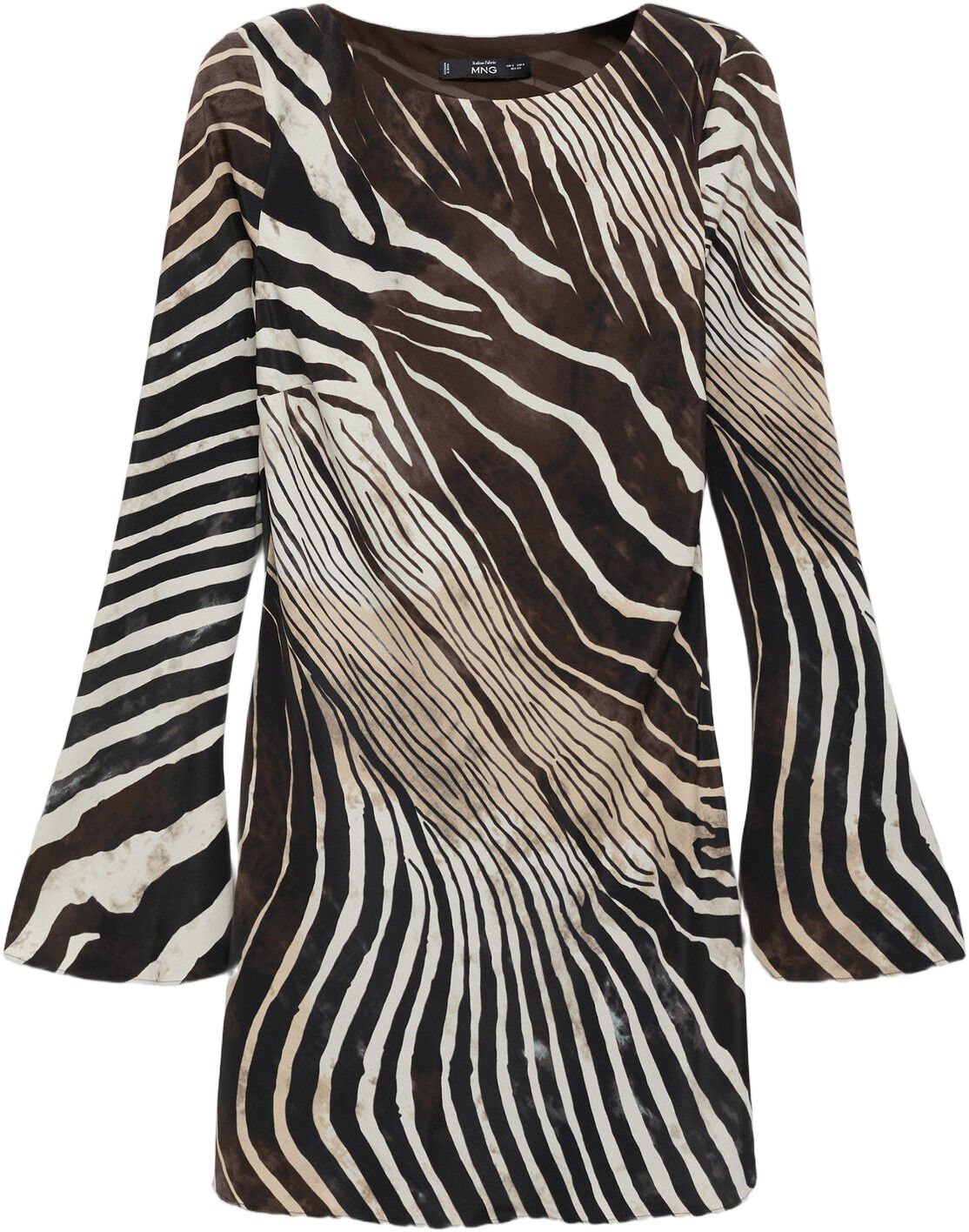 Zebra dress with flared sleeves