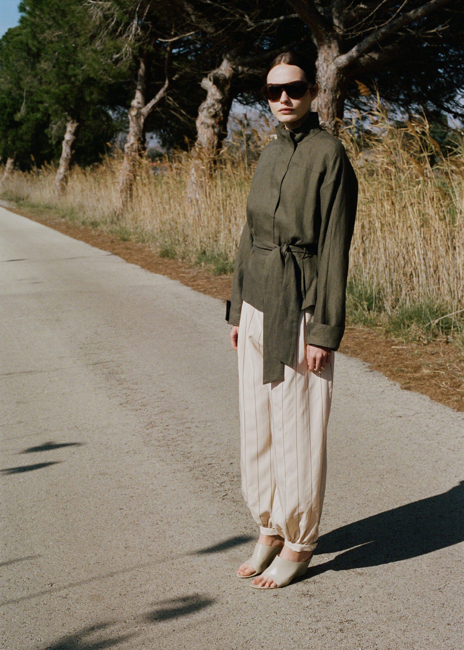 Striped lyocell balloon pants