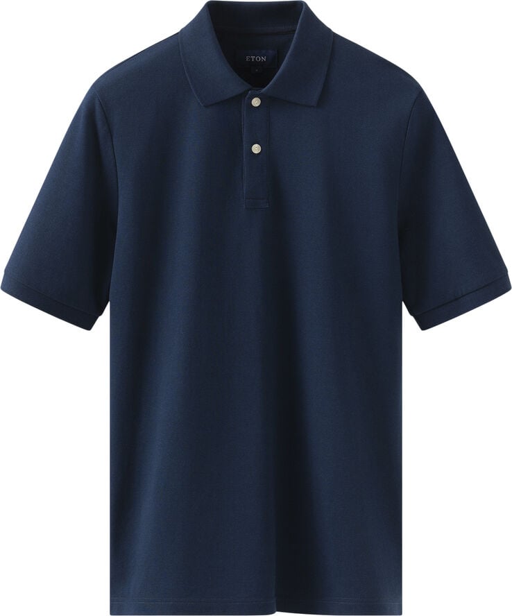 Navy Blue Solid Pique Poloshirt