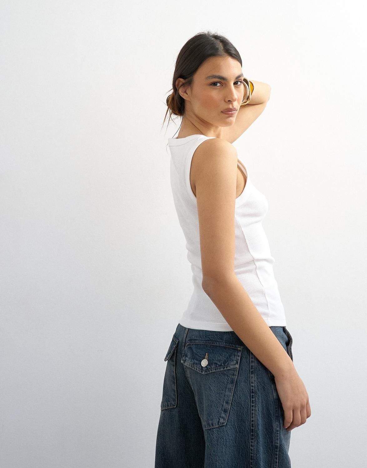 TSELLA SL STRIPE BUTTON RIB VEST JR