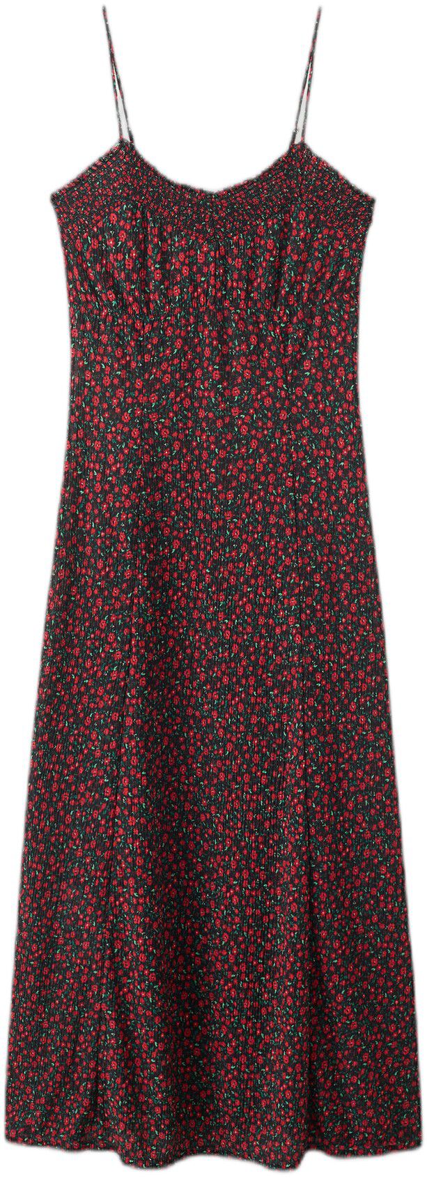 Floral midi-dress with gathered nec