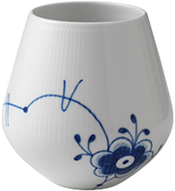 Blå Mega Riflet 15 cm. vase - mellem