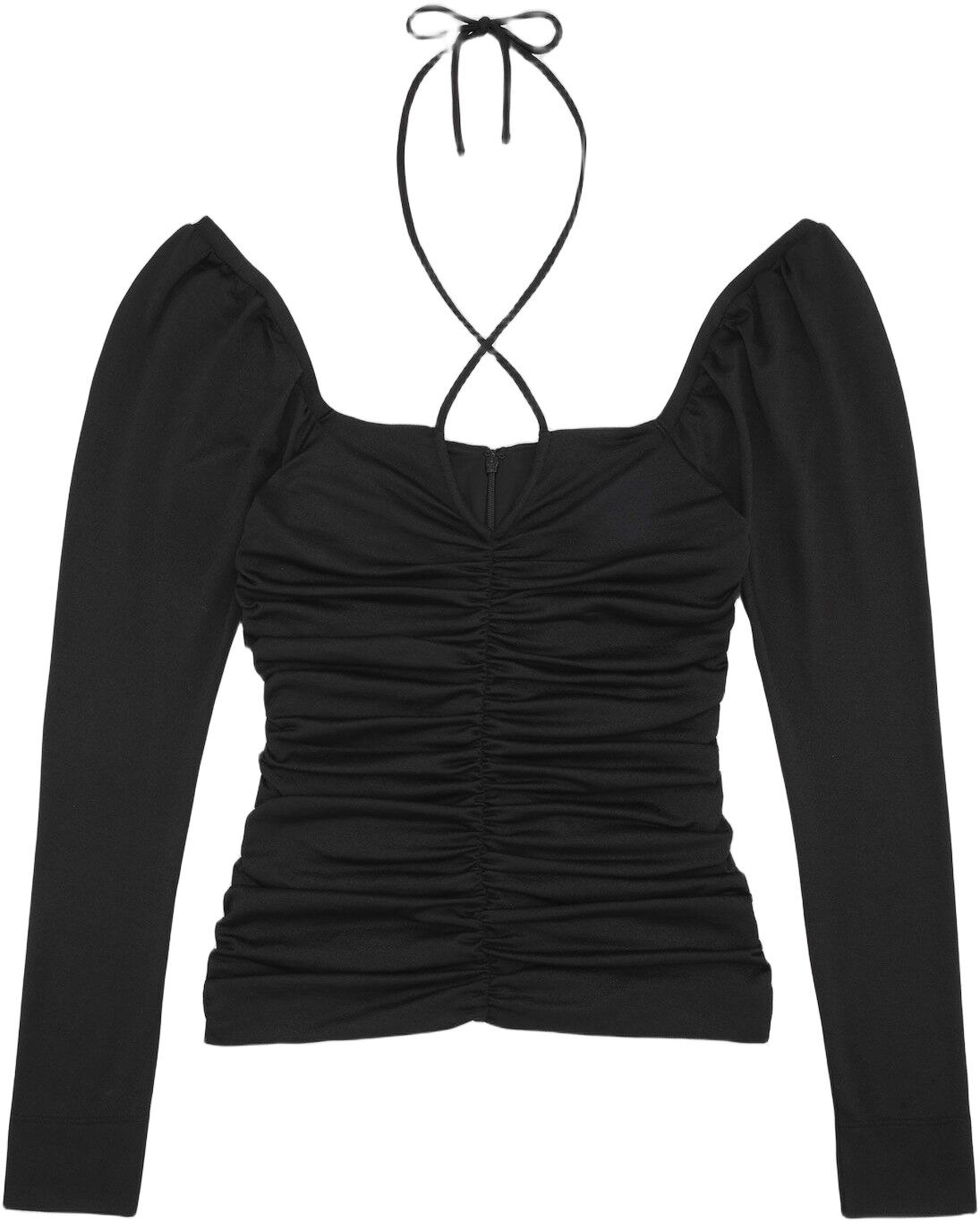 Shiny Crepe Jersey Ruched Blouse