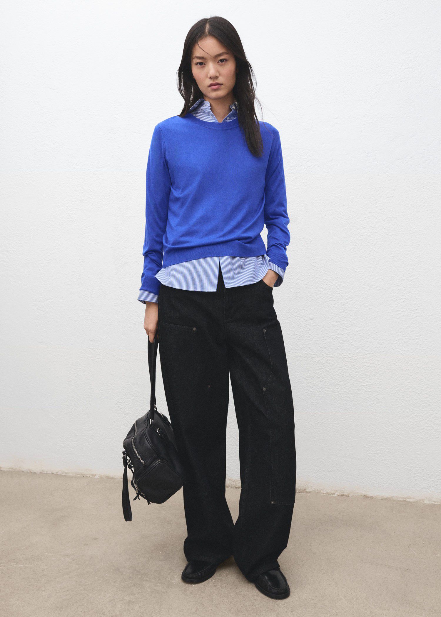 Fine-knit crew-neck sweater