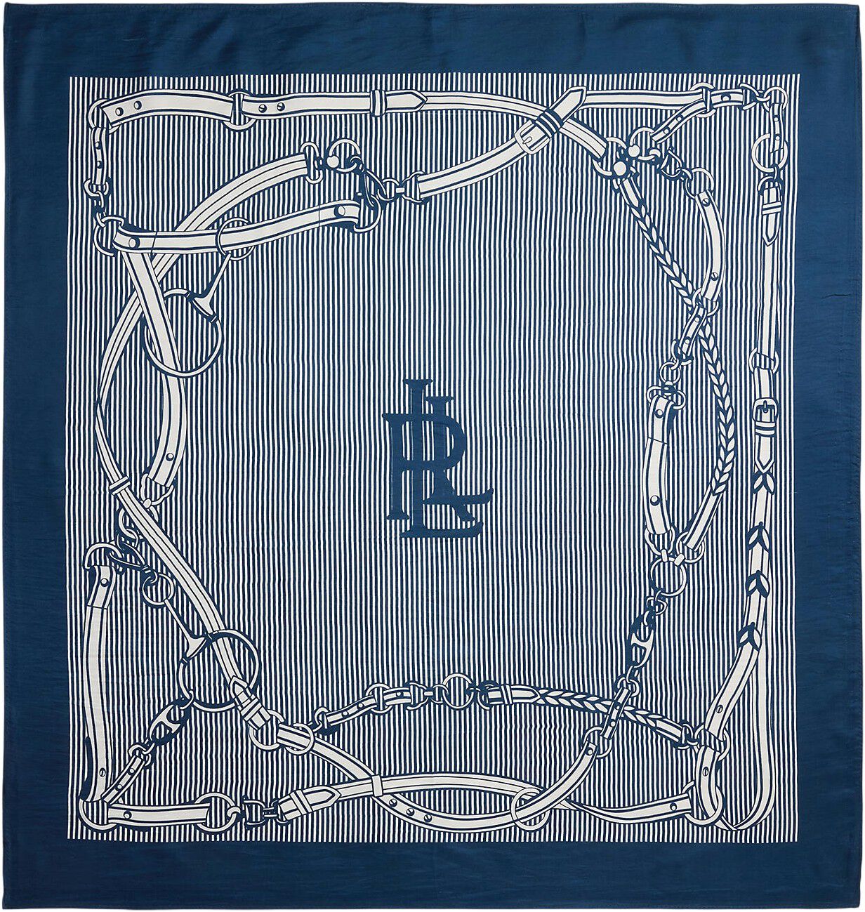 Striped Belting-Print Silk Square Scarf