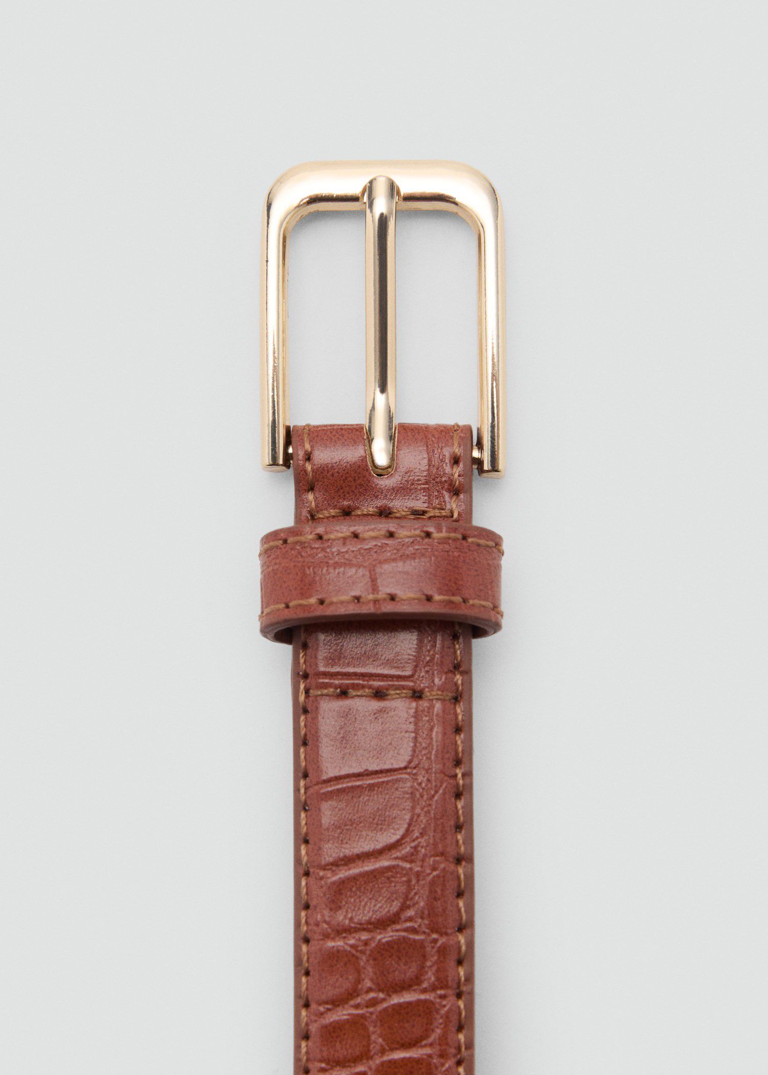Fine croco leather-effect belt