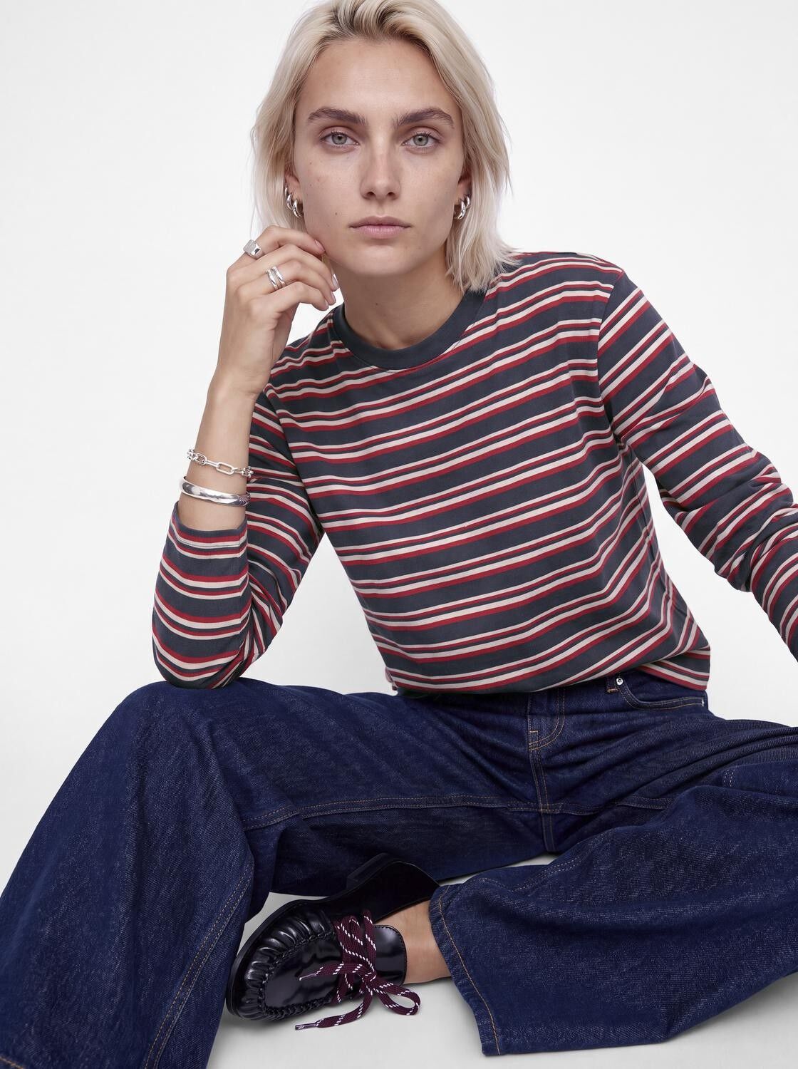 Jxsophia Boxy Ls Stripe Tee Jrs Sn