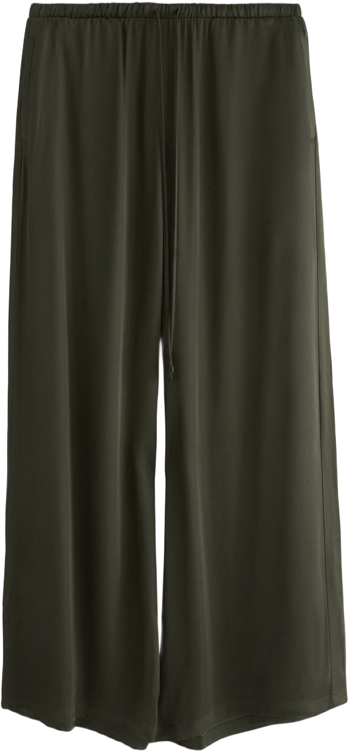 Bl&oslash;de bukser i satin med ekstra bre