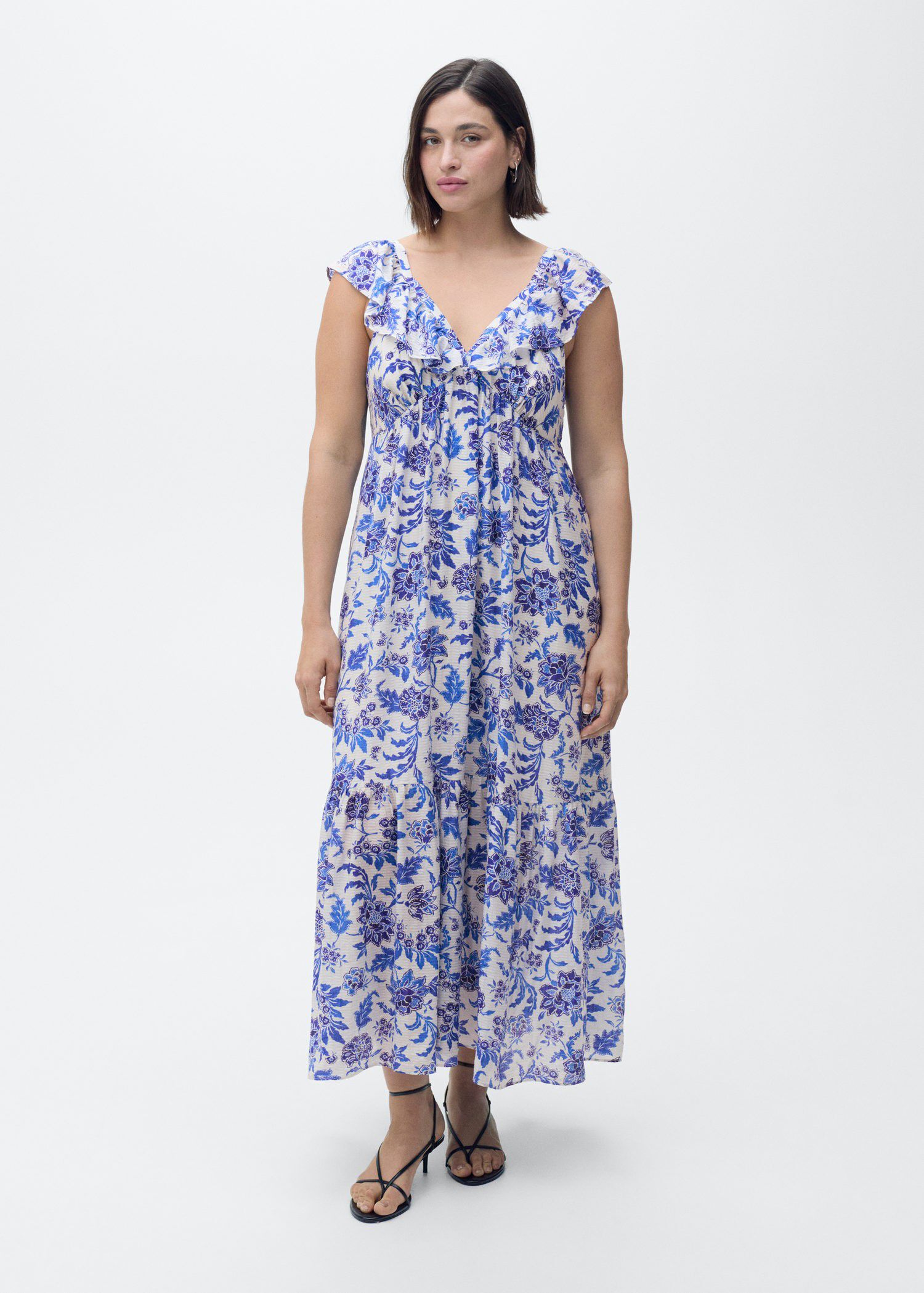 Long flared floral dress