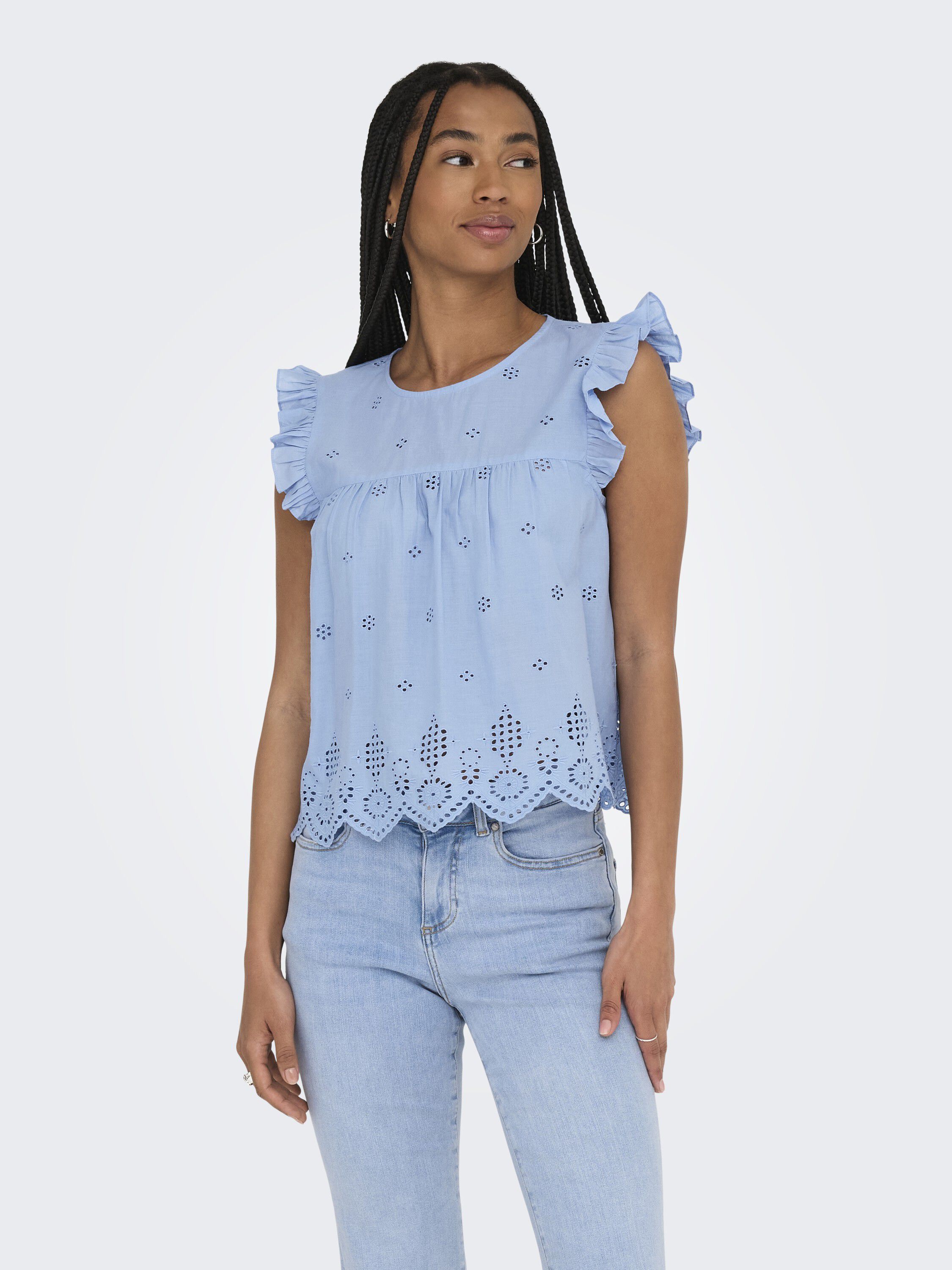 ONLSILLA LIFE S/L FRILL TOP WVN NOO