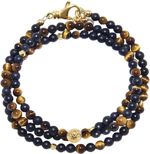 The Mykonos Collection - Brown Tiger Eye, Matte Onyx and Gold Plating