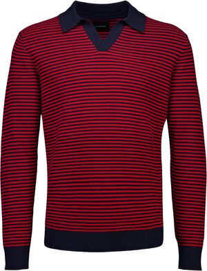 Recycled v-neck polo knit L/S