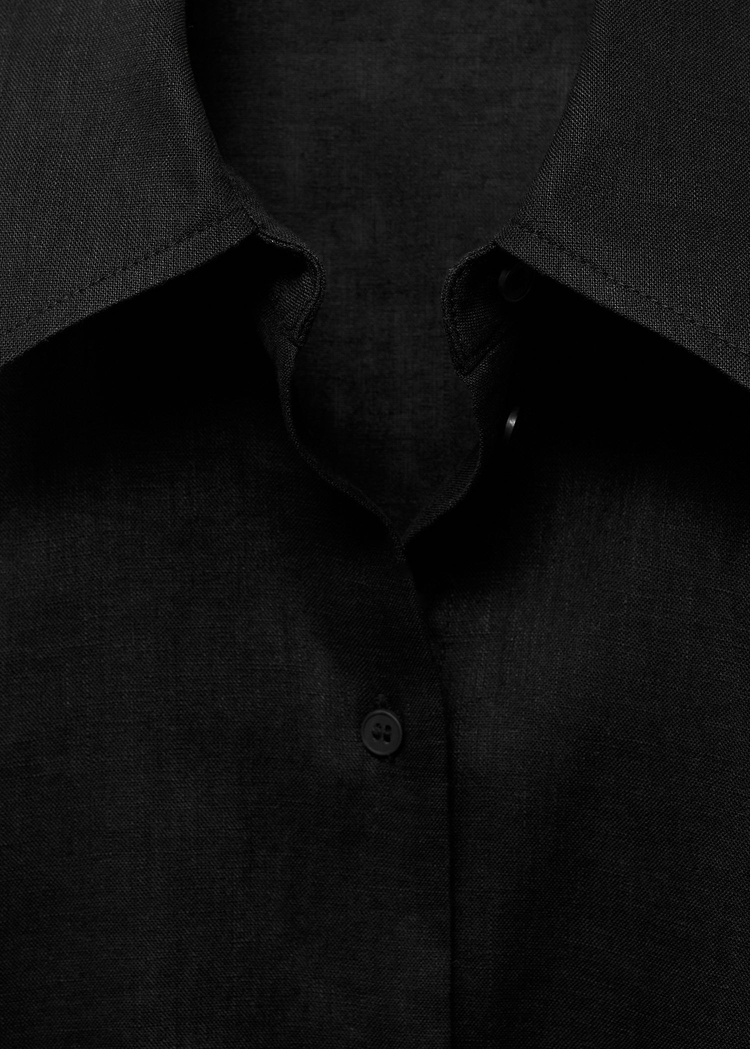 Short sleeve linen-blend shirt