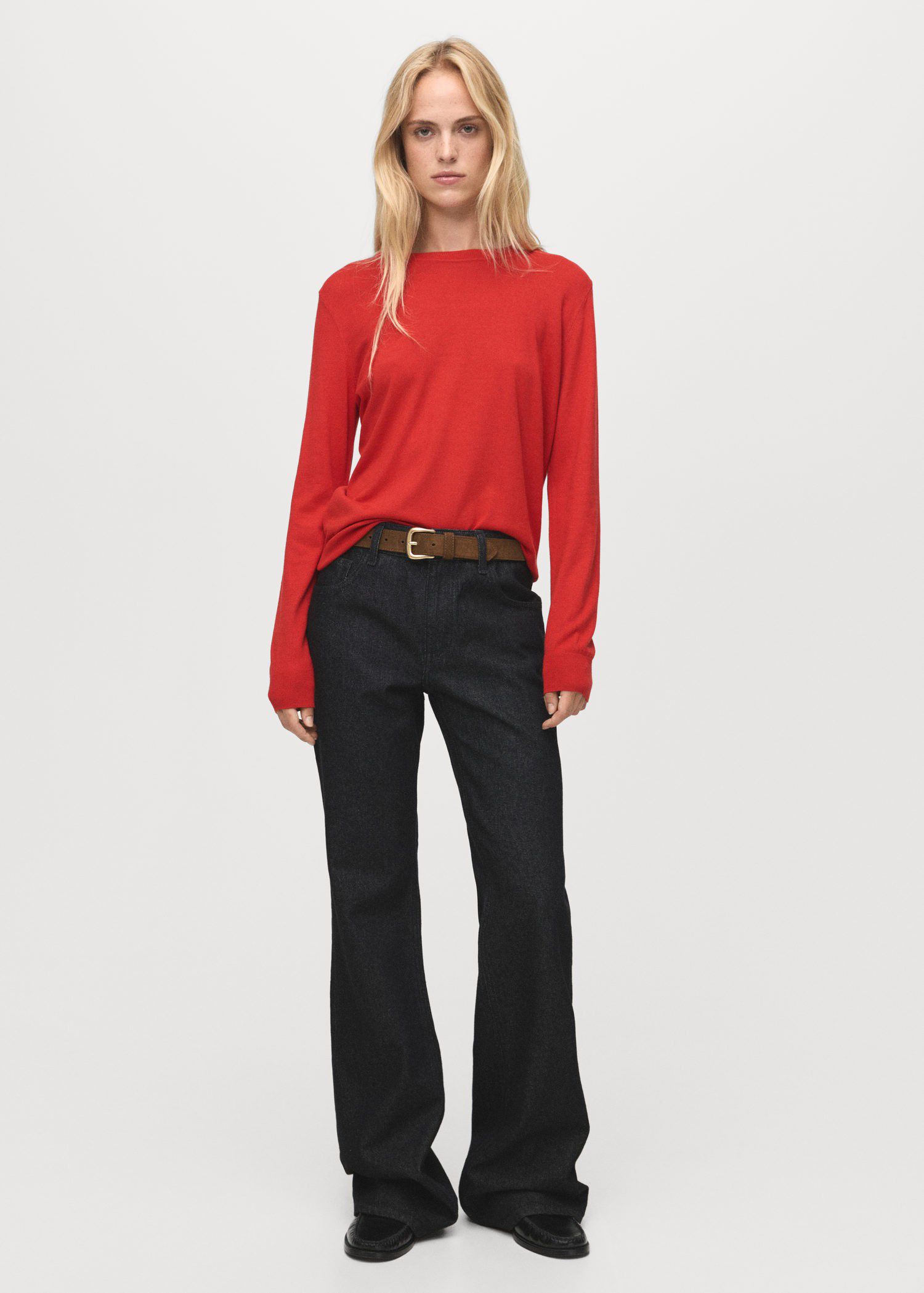 Fine-knit crew-neck sweater