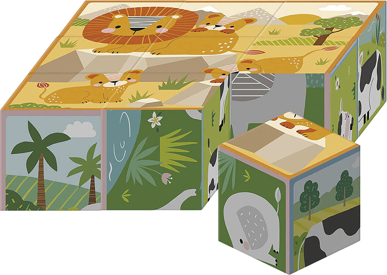 Auzou - Klodspuslespil 9 brk - L&oslash;ver og andre s&oslash;de dyr