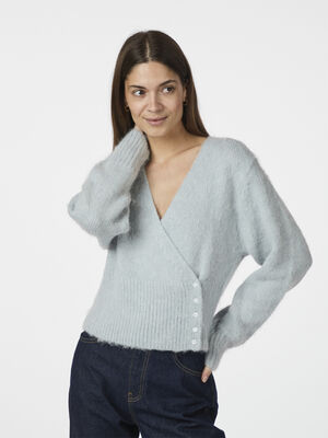 Kilua Fluffy Wrap Knit Blouse